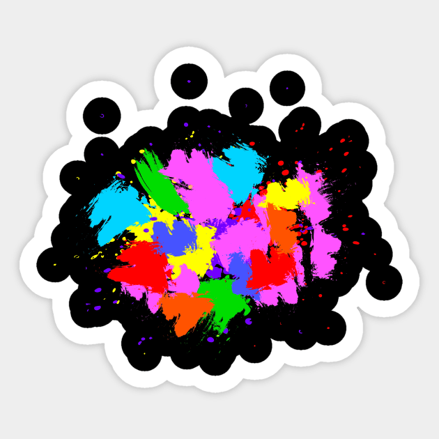 Random brush strokes with bright splashes abstract. Sticker by Inari